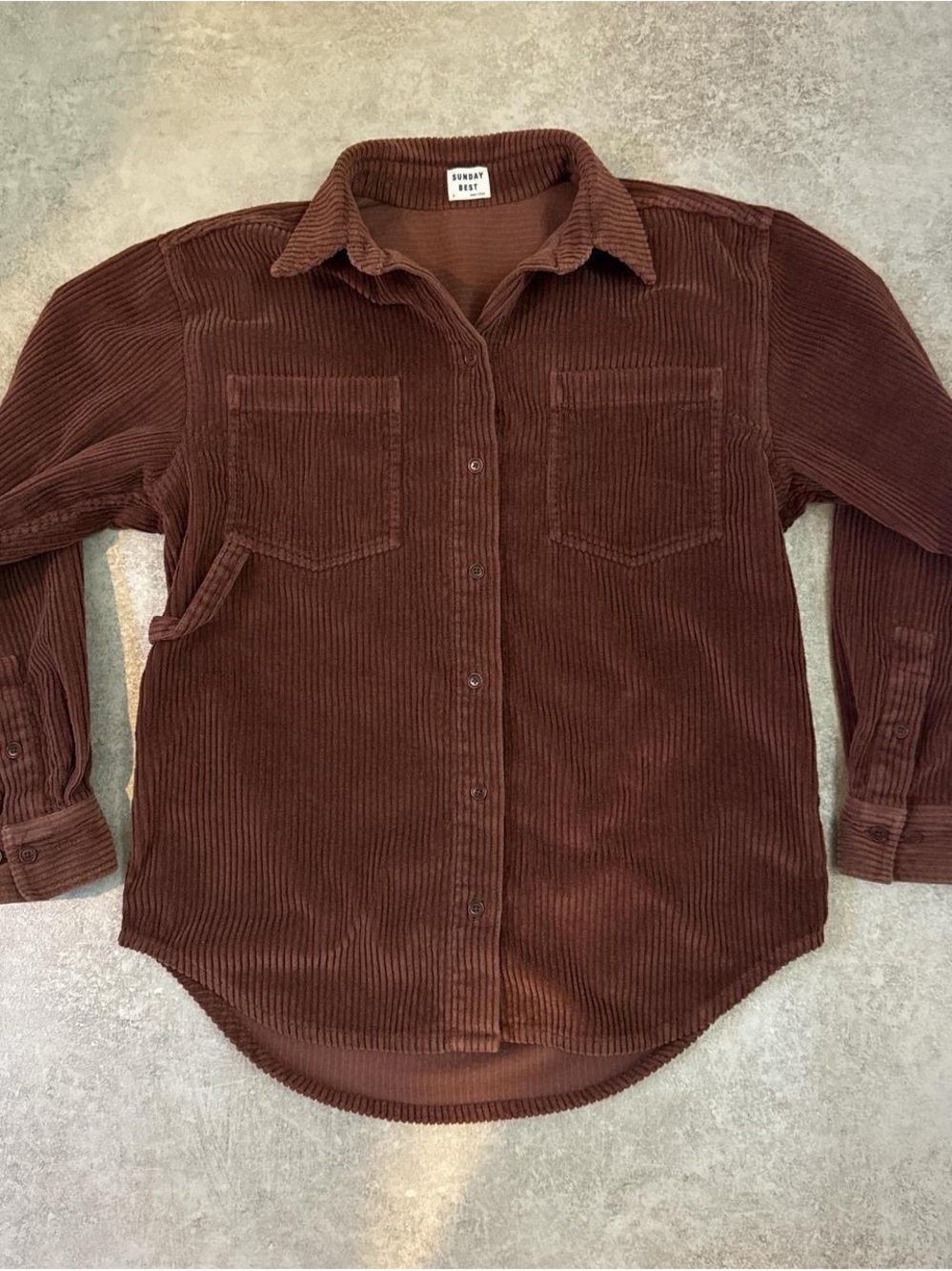 Aritzia Sunday Best Deep Brown Corduroy Shirt Jacket